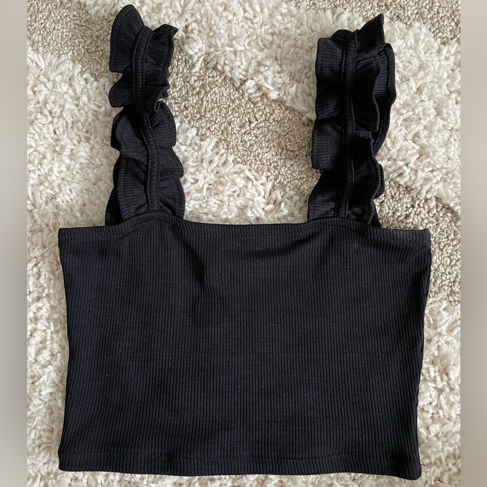 Zara Black Sleeveless Crop Top Size Small
